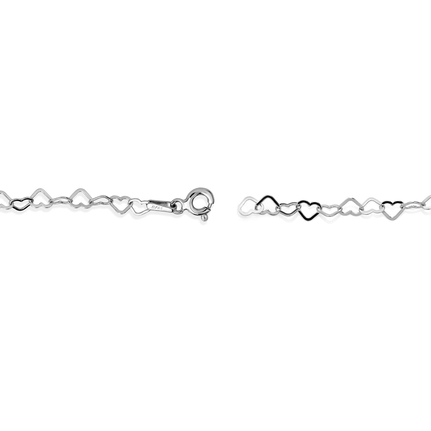 Gem Stone King 925 Sterling Silver Italian Rolo Heart Link Chain Anklet Bracelet for Women Adjustable Up to 11 Inch, Made in Italy