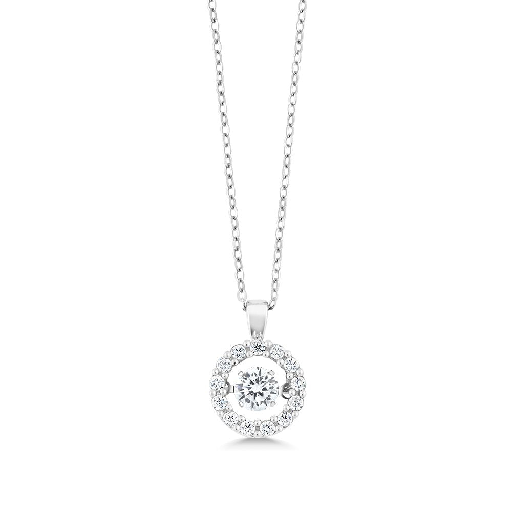 Gem Stone King Dancing 925 Sterling Silver White Cubic Zirconia CZ Pendant Necklace For Women With Complimentary 18 Inch Chain