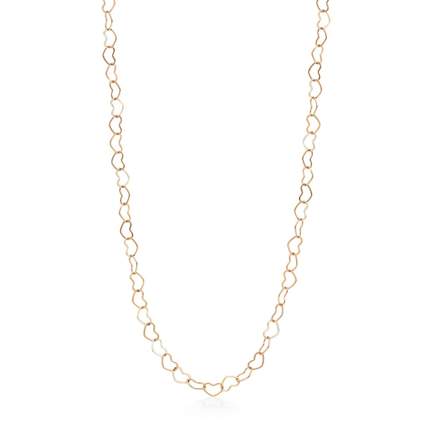 Gem Stone King Solid 18K Yellow Gold Heart Link Chain Necklace For Women and (18 Inches Length, 3MM Width)