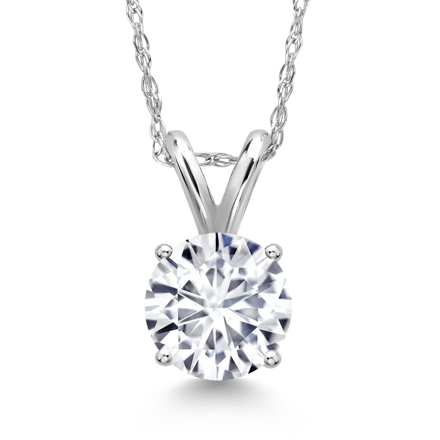 Gem Stone King Solid 14K White Gold Lab Grown Diamond Pendant Necklace For Women (1 Carat +, G-H Color, SI1 Clarity, with GCAL Certificate and 18 Inch Gold Chain)