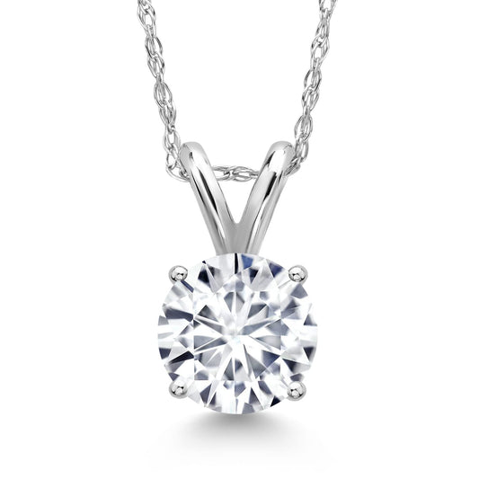 Gem Stone King Solid 14K White Gold Lab Grown Diamond Pendant Necklace For Women (1 Carat +, G-H Color, SI1 Clarity, with GCAL Certificate and 18 Inch Gold Chain)