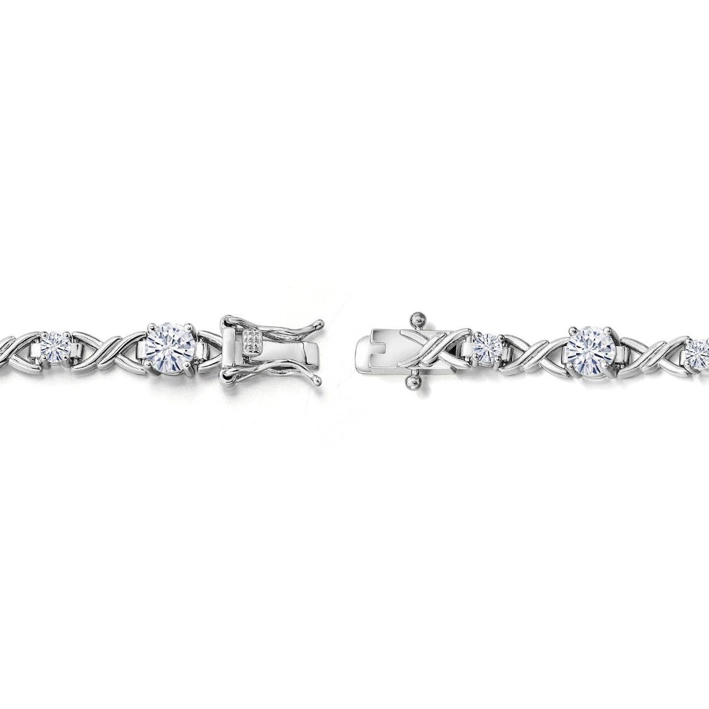 Gem Stone King White Moissanite Tennis Bracelet For Women | 4.20 Cttw | Round 5MM and 3MM | 6.5 Inch