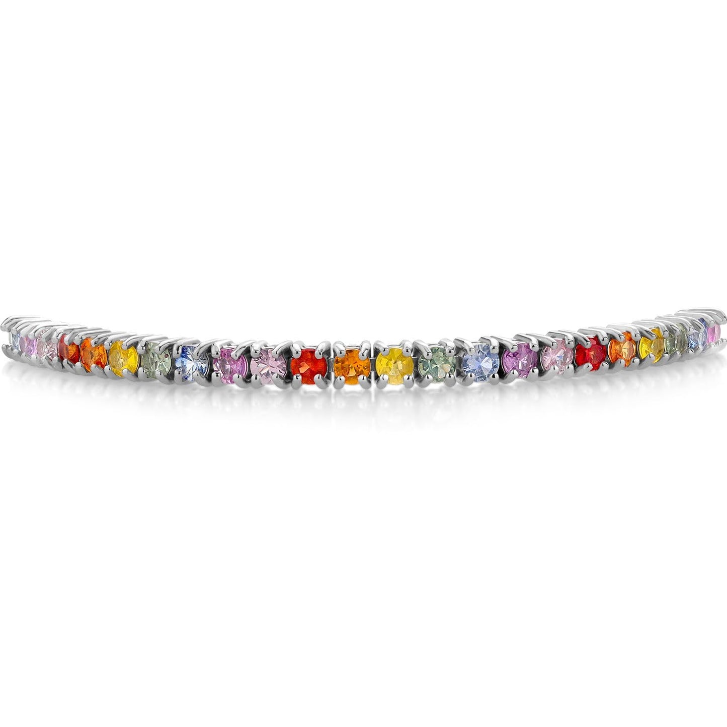 Gem Stone King 3.00 Cttw Multi Color Sapphire Gemstone Birthstone Tennis Bracelet Jewelry for Women In 925 Sterling Silver | Fully Adjustable Up to 9 Inch