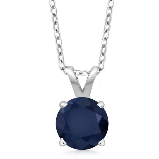 Gem Stone King 925 Sterling Silver 6MM Round Gemstone Birthstone Solitaire Pendant Necklace | 4-Prong Necklace For Women | With 18 Inch Silver Chain