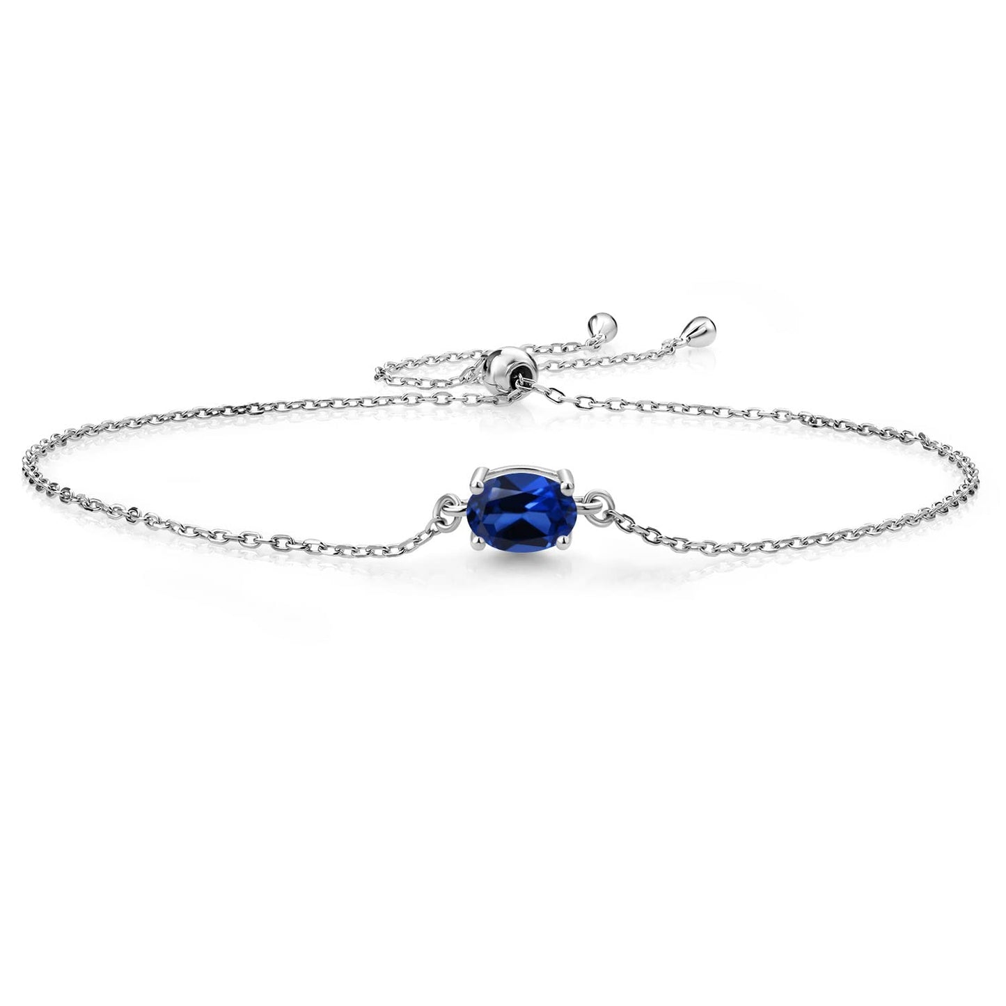 Gem Stone King 7X5MM Oval Gemstone Birthstone Solitaire Bracelet For Women | 925 Sterling Silver | Adjustable Bolo Bracelet For Women | Fine Jewelry Gifts for Her Mom Women Wife