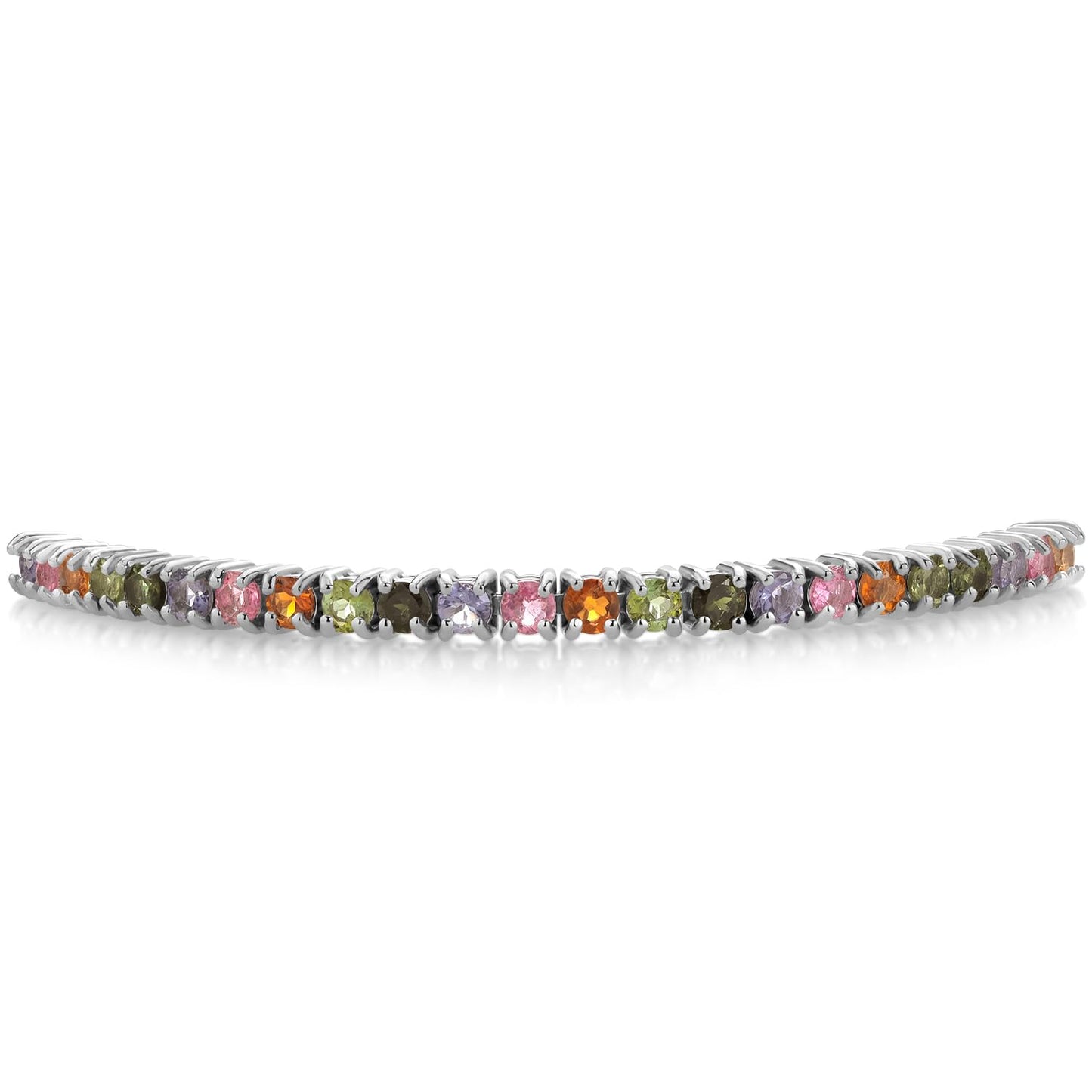 Gem Stone King 3.00 Cttw Multi Color Tourmaline Tennis Bracelet Jewelry for Women In 925 Sterling Silver | Gemstone Birthstone | Fully Adjustable Up to 9 Inch