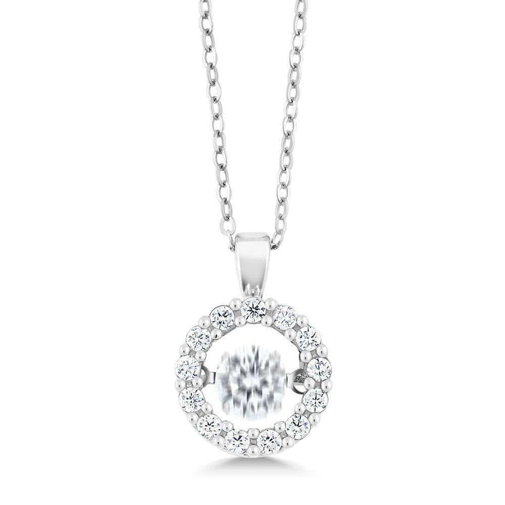 Gem Stone King Dancing 925 Sterling Silver White Cubic Zirconia CZ Pendant Necklace For Women With Complimentary 18 Inch Chain