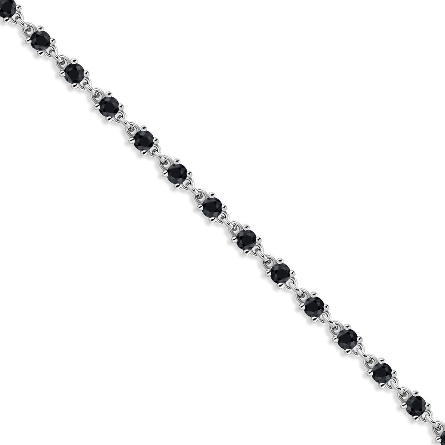 Gem Stone King Black Onyx Tennis Bracelet for Women in 925 Sterling Silver | 1.62 Cttw | Round 2.5MM | Gemstone December Birthstone | 7 Inch