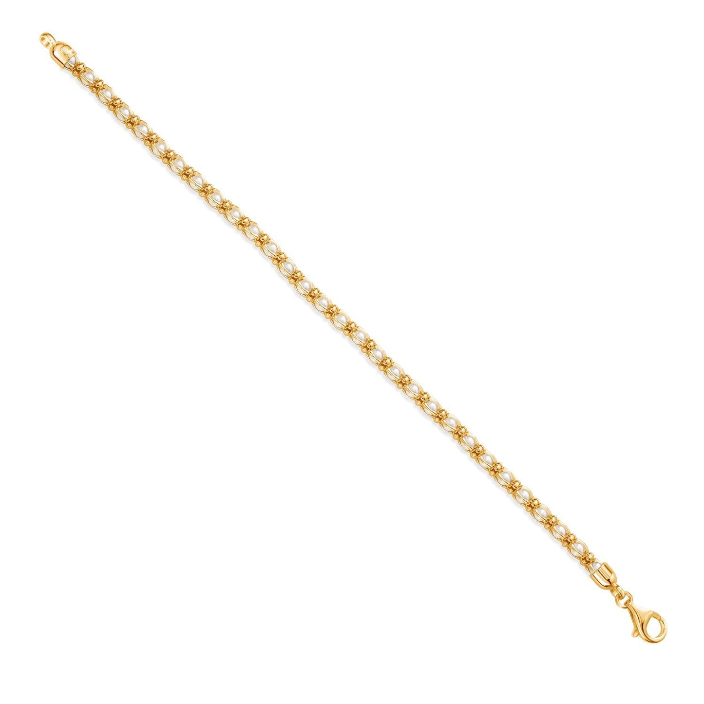 Gem Stone King 18K Yellow Gold Plated Silver Multi Faceted Crystal Beads Tennis Bracelet For Women (7 Inch, with Lobster Clasp, Made in Italy)