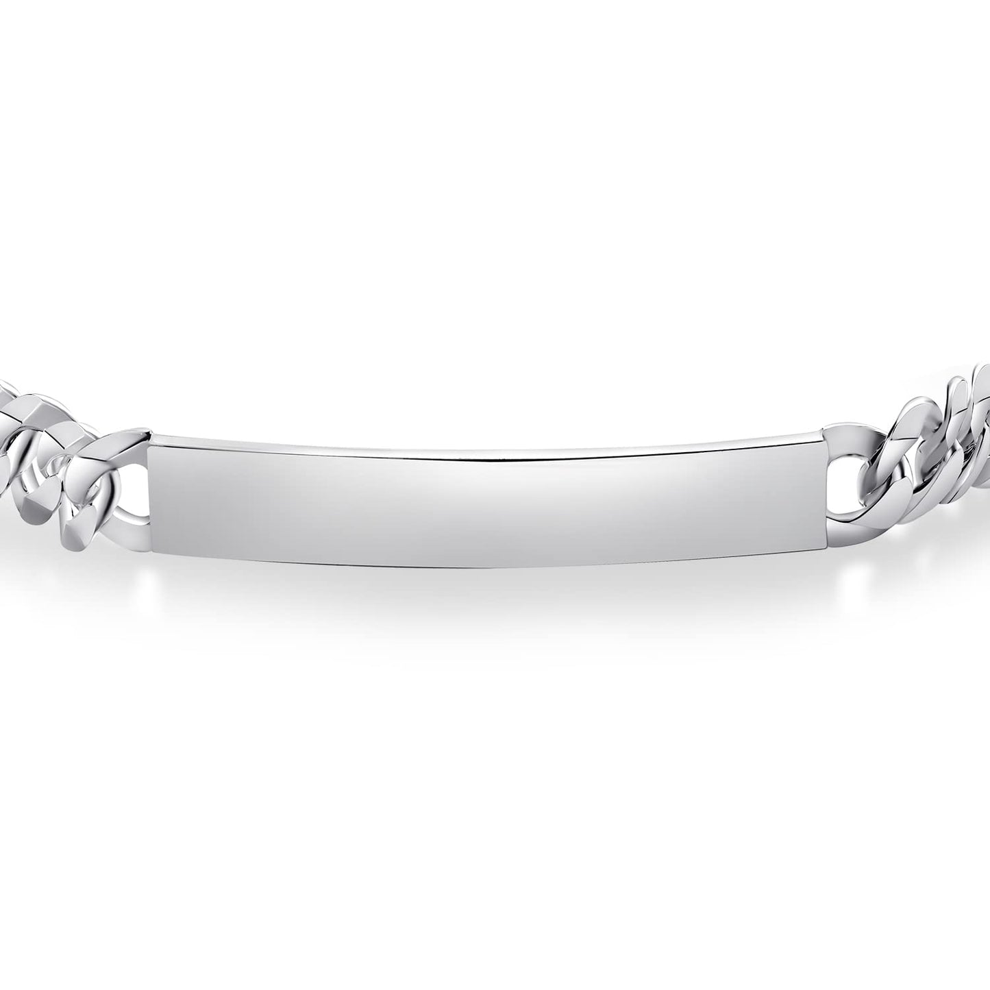 Gem Stone King Men's 925 Sterling Silver Personalized Engravable ID Name Bracelet For Men | Curb Chain 7.5, 8 or 8.5 Inch | 7MM Wide | Lobster Clasp | Made in Italy