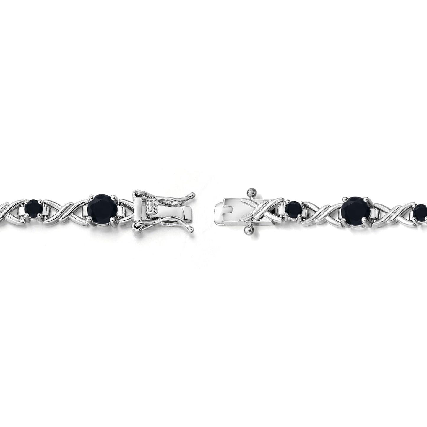 Gem Stone King Black Onyx Tennis Bracelet For Women | 4.03 Cttw | Gemstone December Birthstone | Round 5MM and 3MM | 6.5 Inch