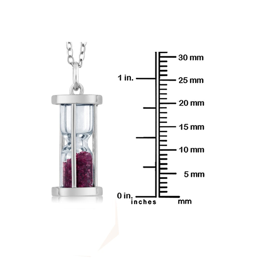 Gem Stone King 3/4 Cttw Diamond and Gemstone Birthstone Dust Hourglass Necklace For Women In 925 Sterling Silver | With 18 Inch Silver Chain