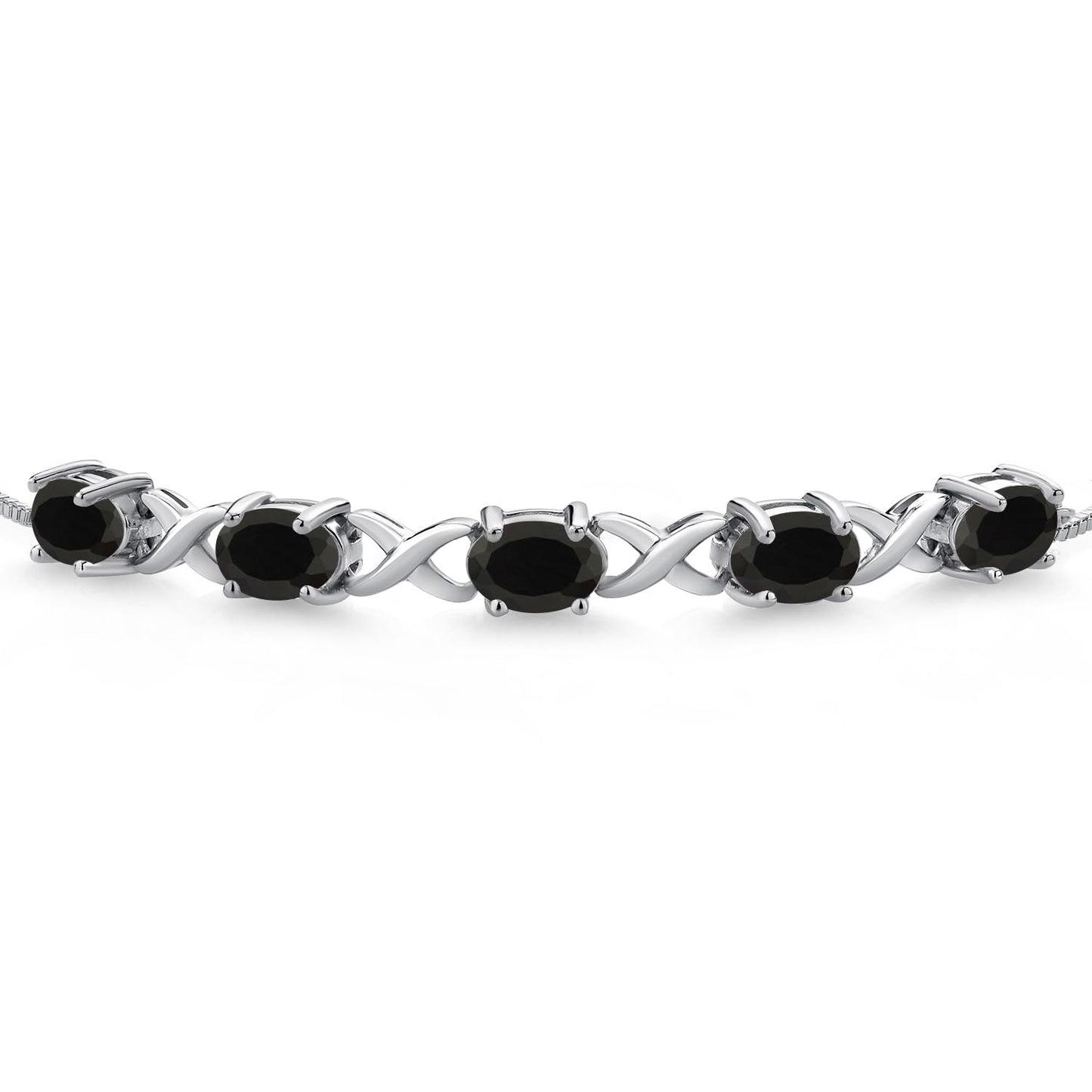 Gem Stone King 3.50 Cttw Black Onyx Bracelet For Women | 925 Sterling Silver | Gemstone December Birthstone | Oval 7X5MM | Adjustable Bolo Bracelet For Women | Easy-On Easy-Off