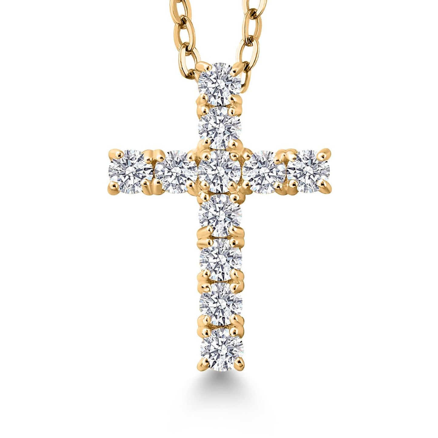 White Lab Grown Diamond Cross Pendant Necklace | 0.50-0.70 Cttw | 925 Sterling Silver | Jesus Christian Reiligous Crucifix Pendant for Women | DEF Color | VVS-VS Clarity | With 18 Inch Chain