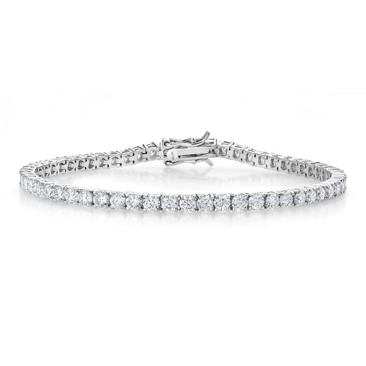 Gem Stone King 6.00 Cttw 925 Sterling Silver White Moissanites Tennis Bracelet for Women | Color G-H | Round 3MM | 7.25 inch