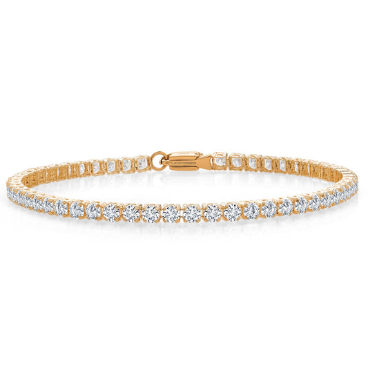 Gem Stone King 4.00 Cttw Solid 10K Yellow Gold Round White Moissanite Tennis Bracelet | Gold Bracelet For Women | Available in 6.5, 7, 7.5 Inches