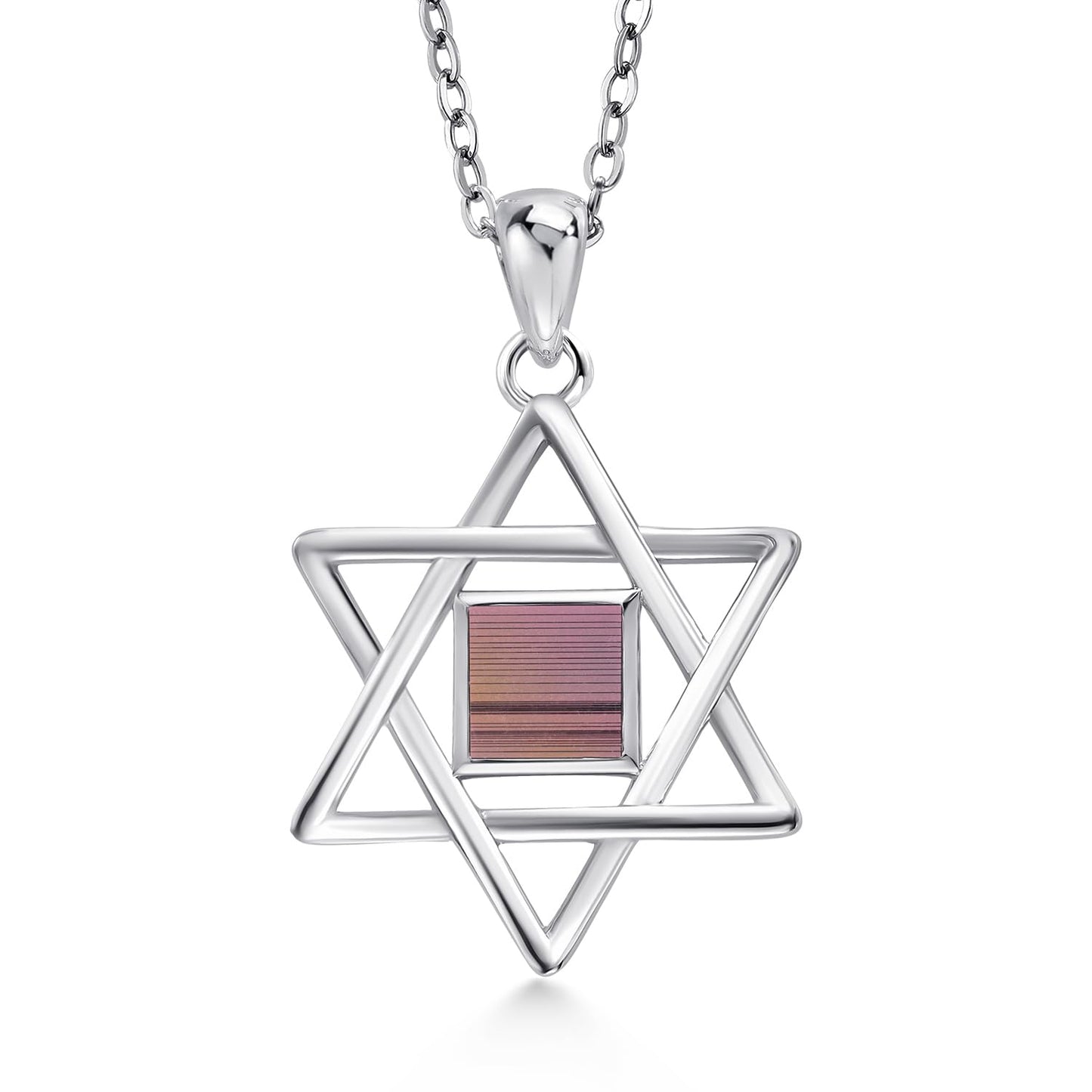 Gem Stone King 925 Sterling Silver Star of David Jerusalem Nano Old Bible Pendant Necklace Jewish Jewelry Designed by Keren Hanan with 18 Inch Silver Chain