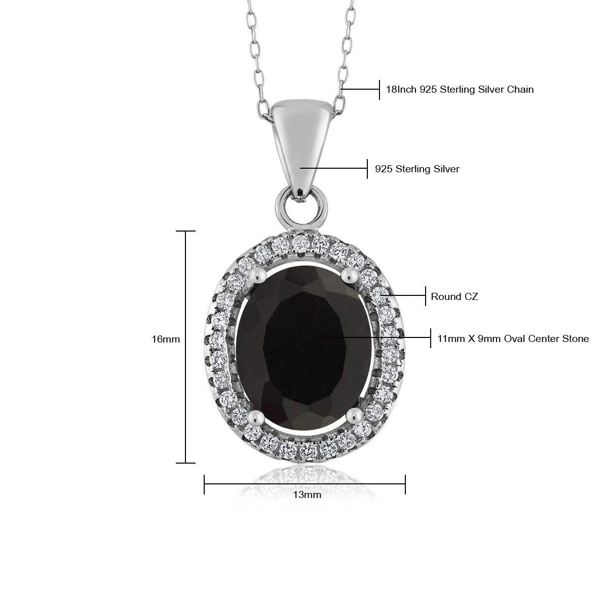 Gem Stone King 11X9MM Oval Gemstone Birthstone Halo Pendant Necklace For Women | 925 Sterling Silver | With 18 Inch Silver Chain | Fine Jewelry Gifts for Her Mom Women Wife