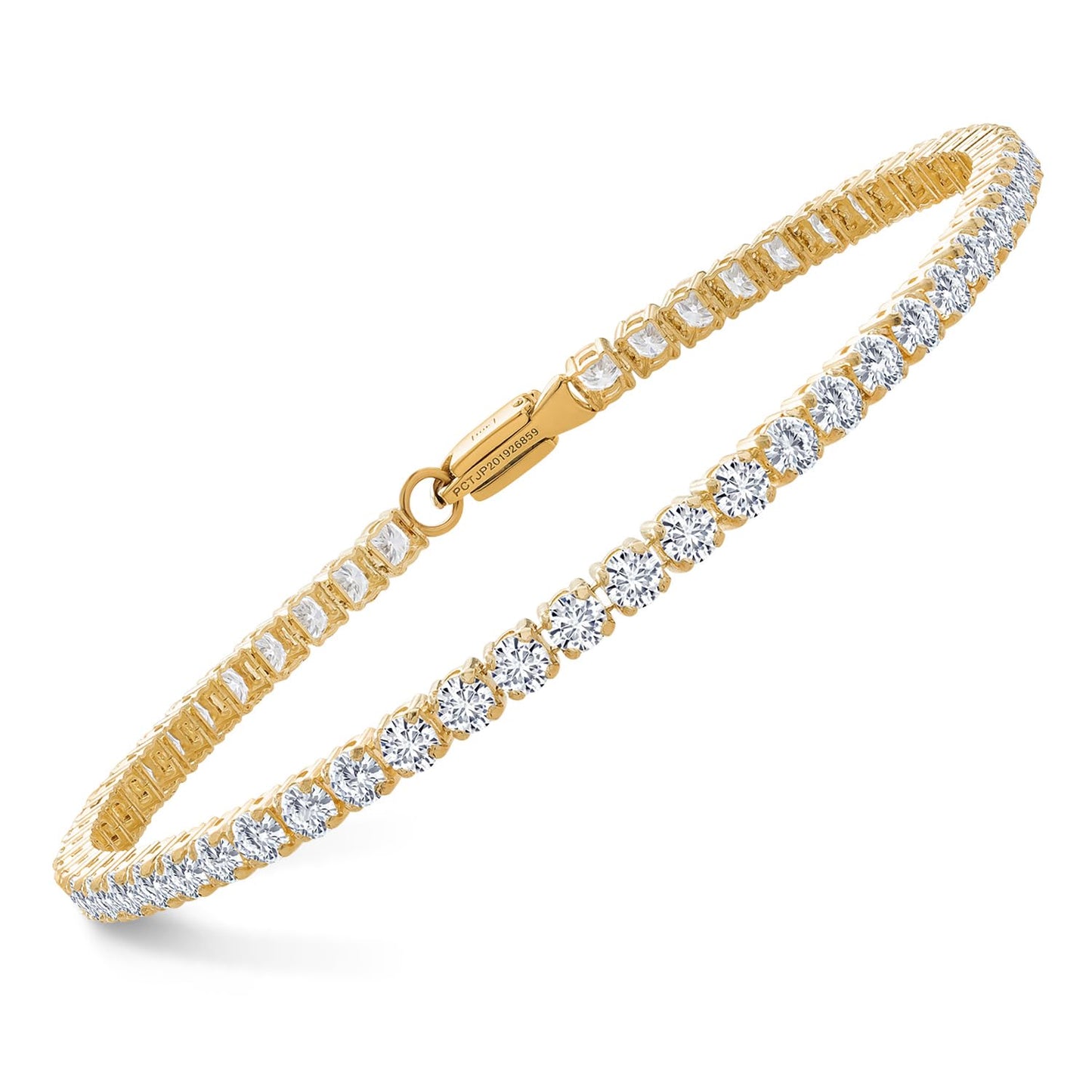 Gem Stone King 4.00 Cttw Solid 10K Yellow Gold Round White Moissanite Tennis Bracelet | Gold Bracelet For Women | Available in 6.5, 7, 7.5 Inches