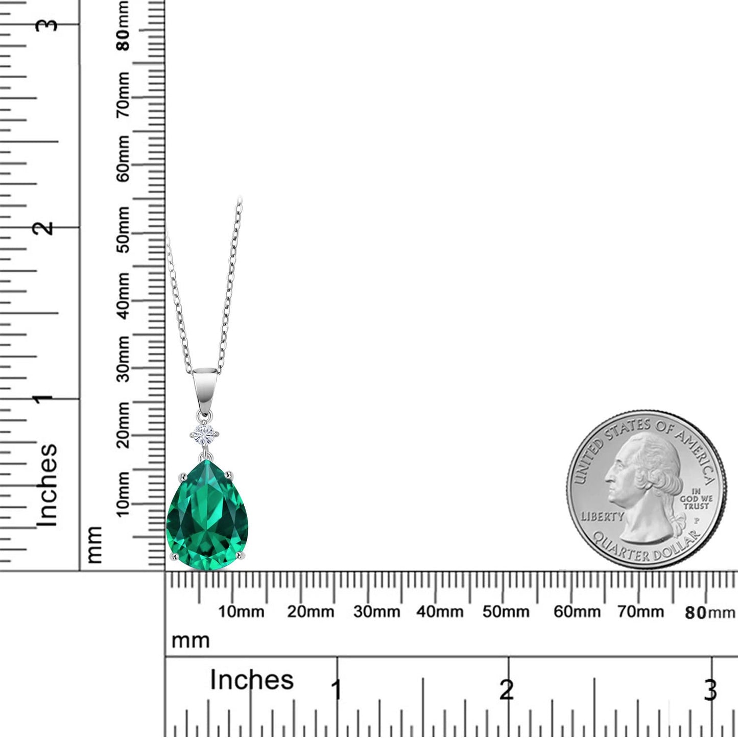 Gem Stone King Teardrop Pendant Necklace For Women | 925 Sterling Silver | 16X12MM Pear Shape Gemstone Birthstone and White Moissanite Necklace | With 18 Inch Chain