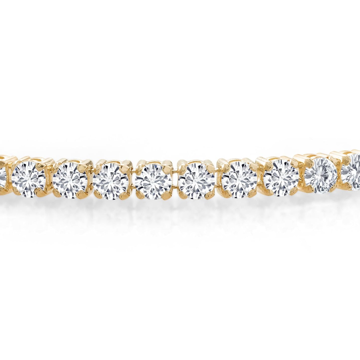 Gem Stone King 4.00 Cttw Solid 10K Yellow Gold Round White Moissanite Tennis Bracelet | Gold Bracelet For Women | Available in 6.5, 7, 7.5 Inches