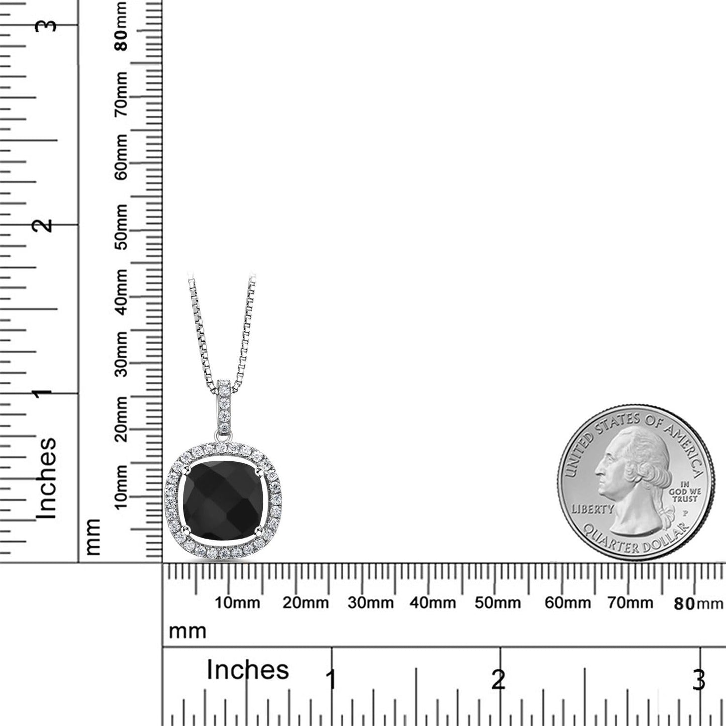 Gem Stone King 925 Sterling Silver 12MM Cushion Gemstone Birthstone and White Moissanite Necklace | Halo Pendant Necklace for Women | With 18 Inch Silver Chain