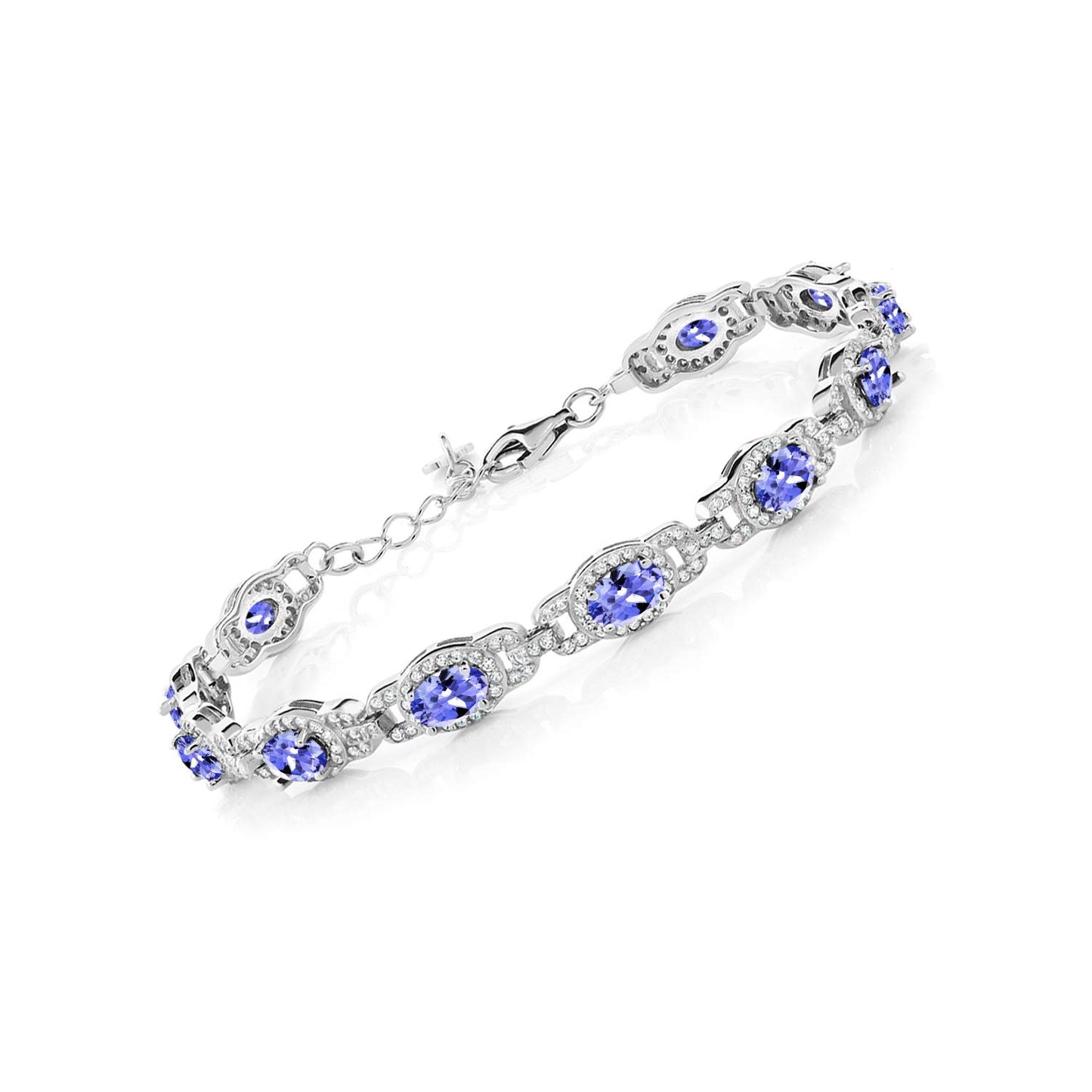 Gem Stone King 8.55 Cttw Blue Tanzanite Tennis Bracelet For Women | 925 Sterling Silver | Gemstone Birthstone | 7 Inch with 1 Inch Extender | Fine Jewelry Gifts for Her Mom Women Wife