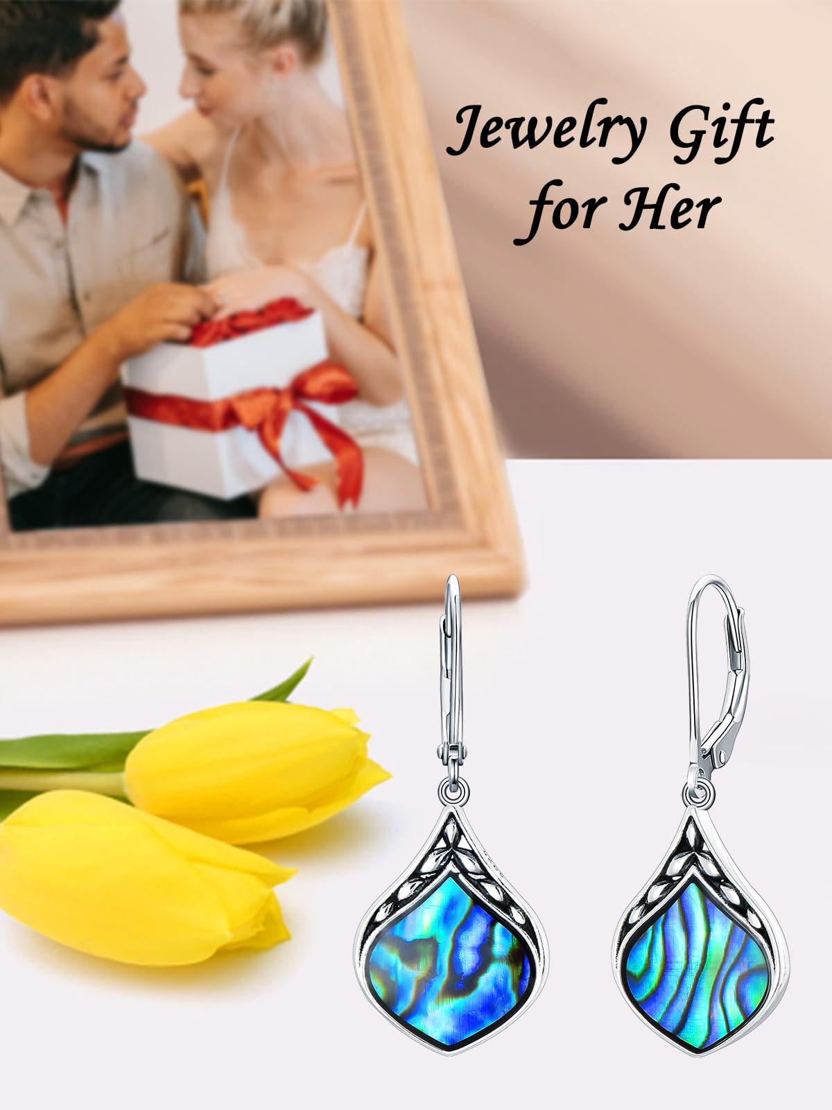 HPQQ Black Onyx Earrings for Women Sterling Silver Teardrop Vintage Black Stone Earrings Jewelry Birthday Christmas Gifts for Women Her Mom