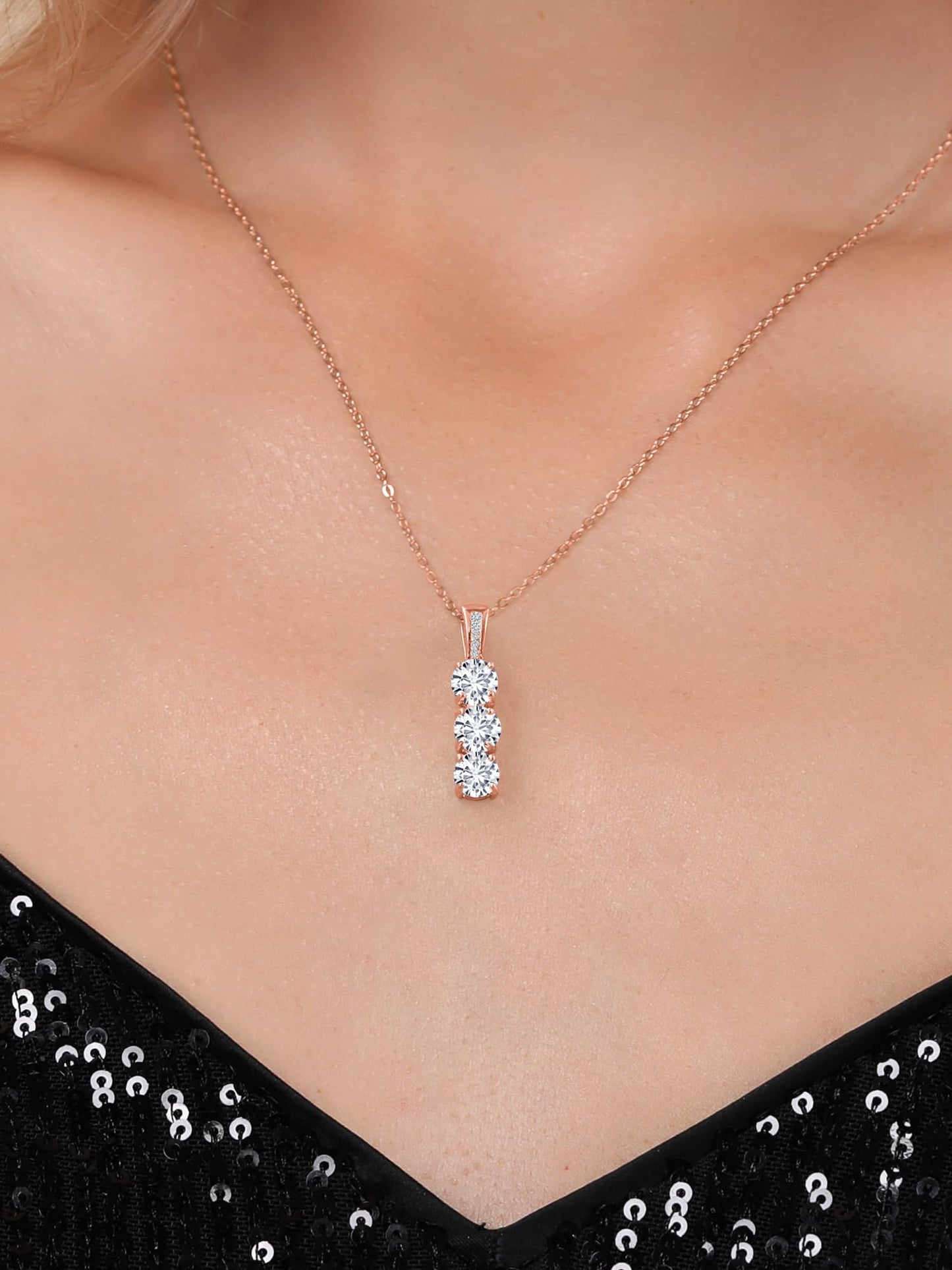 Gem Stone King 1.54 Cttw White Lab Grown Diamond Pendant Necklace for Women In 925 Sterling Silver | Gemstone April Birthstone | Round 5MM | With 18 Inch Chain