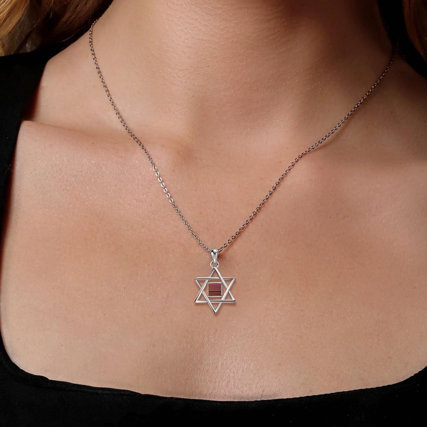 Gem Stone King 925 Sterling Silver Star of David Jerusalem Nano Old Bible Pendant Necklace Jewish Jewelry Designed by Keren Hanan with 18 Inch Silver Chain