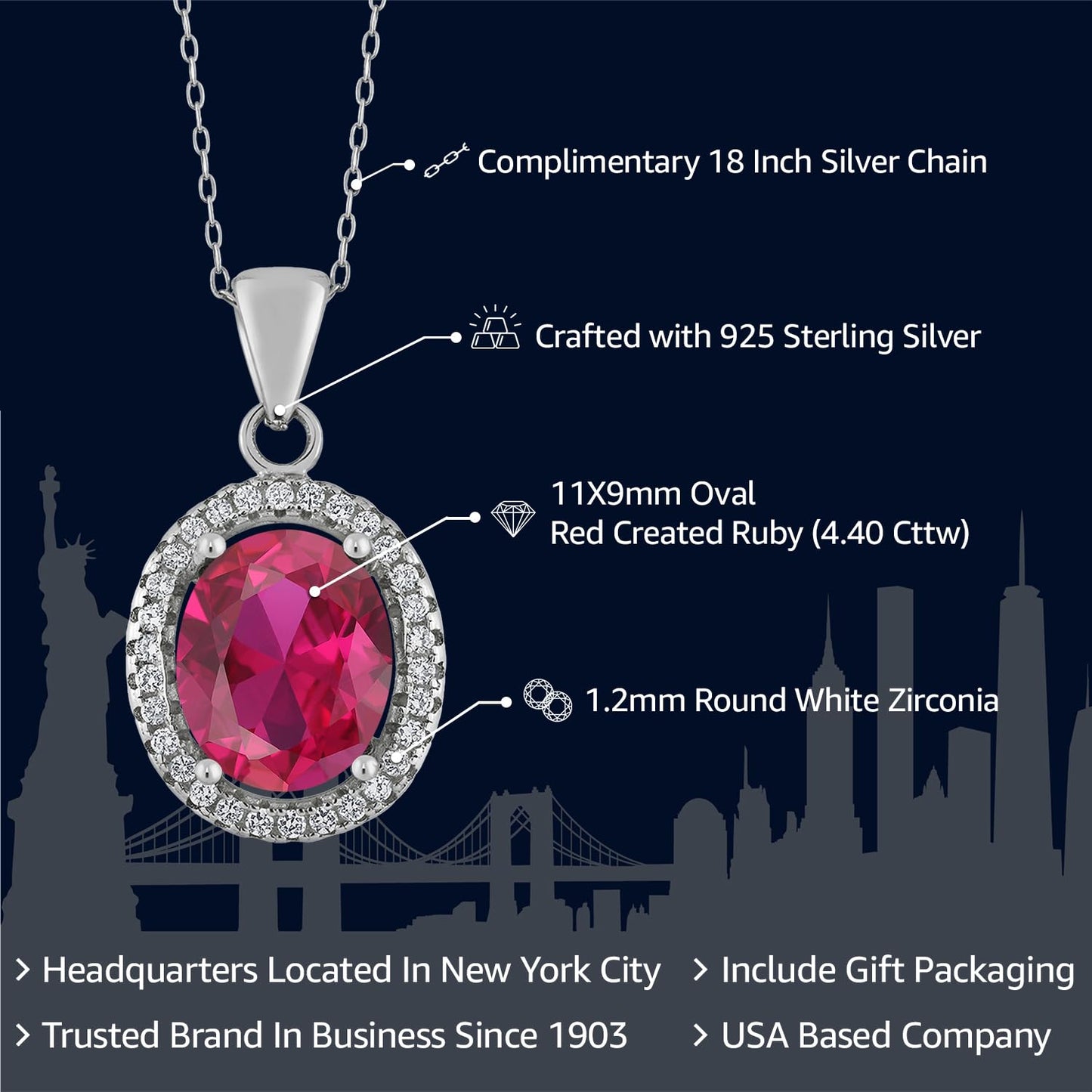 Gem Stone King 11X9MM Oval Gemstone Birthstone Halo Pendant Necklace For Women | 925 Sterling Silver | With 18 Inch Silver Chain | Fine Jewelry Gifts for Her Mom Women Wife