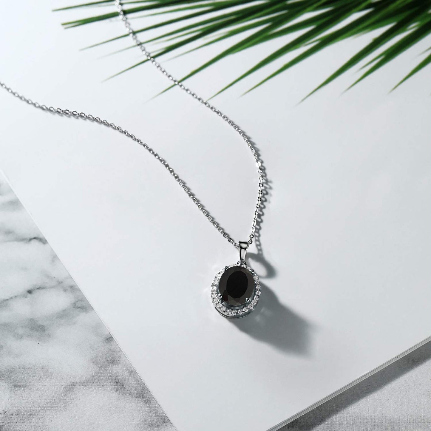 Gem Stone King 11X9MM Oval Gemstone Birthstone Halo Pendant Necklace For Women | 925 Sterling Silver | With 18 Inch Silver Chain | Fine Jewelry Gifts for Her Mom Women Wife