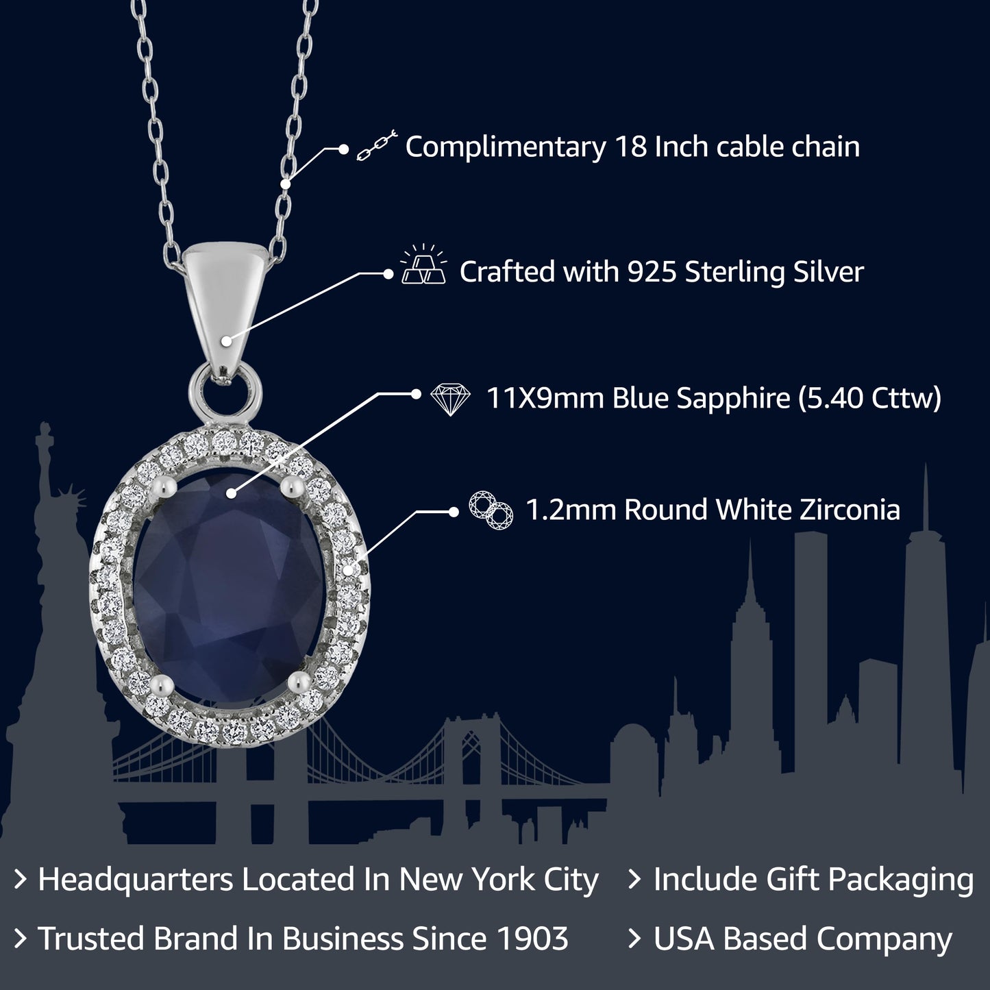 Gem Stone King 11X9MM Oval Gemstone Birthstone Halo Pendant Necklace For Women | 925 Sterling Silver | With 18 Inch Silver Chain | Fine Jewelry Gifts for Her Mom Women Wife